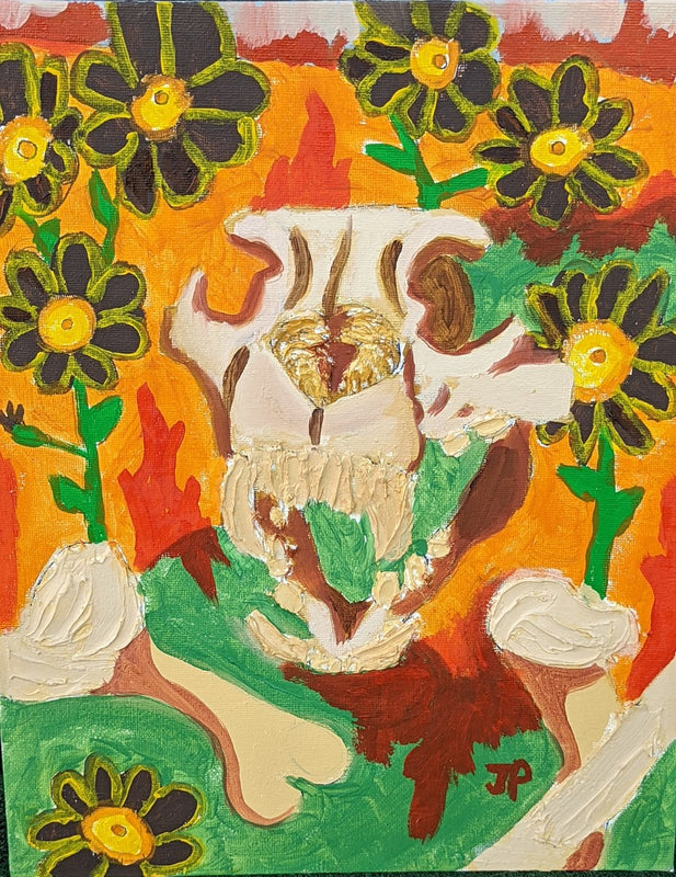 Lion Skull and African Daisies