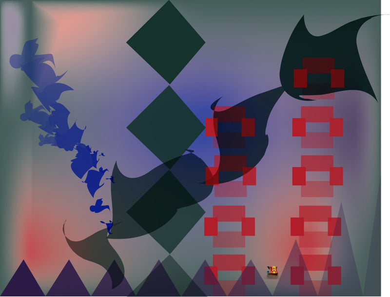 Dark Red, Blue, Green, And Blue (Four color theory series)