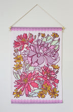 Load image into Gallery viewer, Purple Rose and Lotus Small Fabric Tapestry