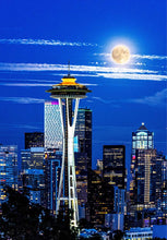 Load image into Gallery viewer, Space Needle With Full Moon
