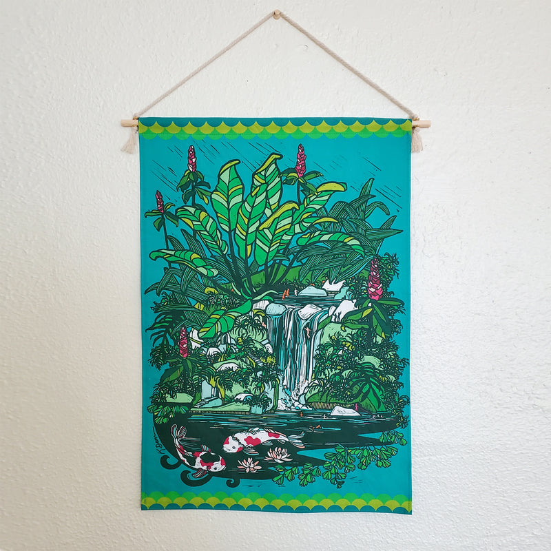 Tropical Waterfall Small Fabric Tapestry