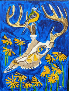 Deer Skull and Black-Eyed Susans